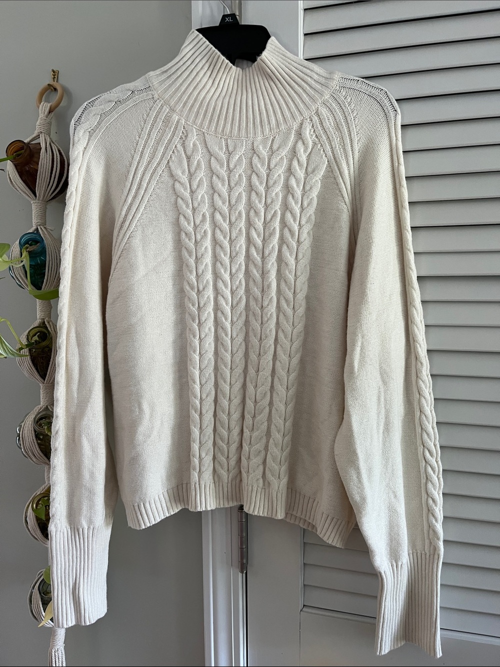 Cyrus Cream Cable-Knit Turtleneck Sweater
